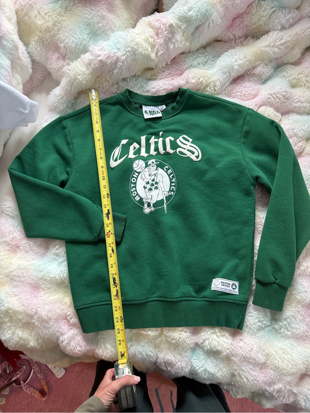 NBA Boston Celtics Crewneck Sweatshirt Kelly Green Puff Graphic XS